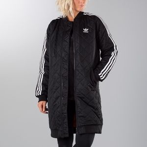 ADIDAS ORIGINALS LONG BOMBER JACKET WITH STRIPES ON SLEEVES